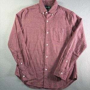 Bonobos Men's Slim-Fit Button Up Flannel Shirt Burgundy Size Medium S Short